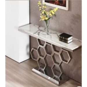 Honey Comb Grey Console Table
