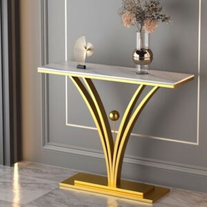 Turkey console in gold plating with white marble top