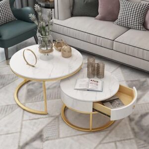 Modern Round Drawer Nesting Table
